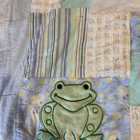 Handmade Toddler Frog Themed Reversible Quilted Texture Blanket Nursery 35 X 44 - Picture 6 of 13